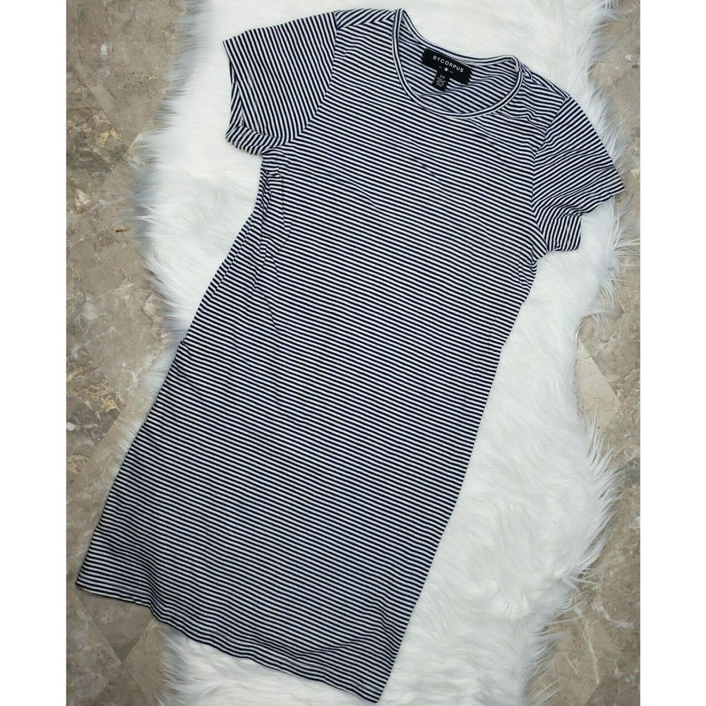 ByCORPUS Blue White Striped Casual T-Shirt Dress S